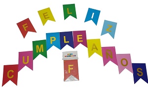 CARTEL FELIZ CUMPLEAÑOS LETRAS 16.5 X 11CM DILAX