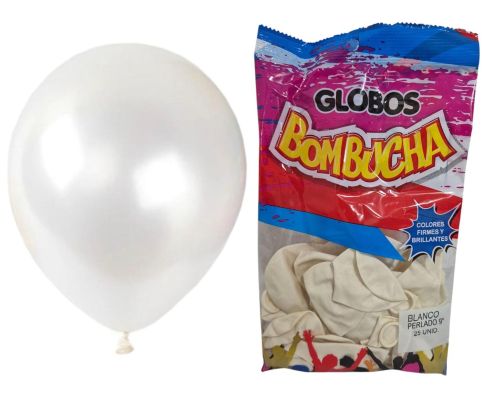 GLOBO BOMBUCHA BLANCO PERLADO 25 UNI 9" 70432