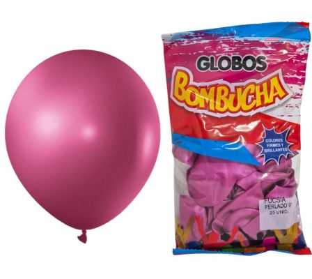 GLOBO BOMBUCHA FUCSIA PERLADO 25 UNI 9"
