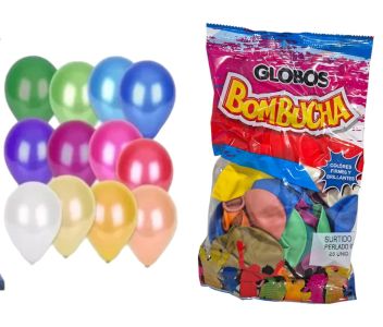 GLOBO BOMBUCHA SURTIDO PERLADO 25 UNI 9"