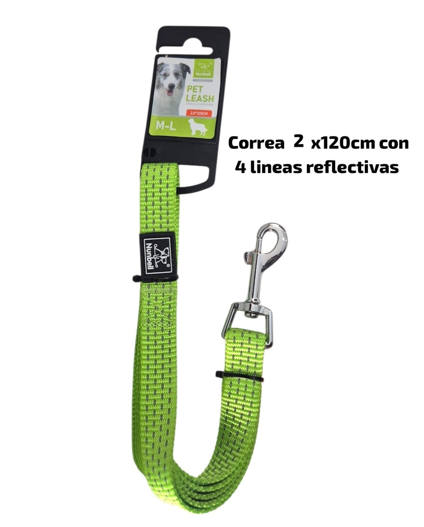 CORREA CON 4 LINEAS REFLECTIVAS 2X120CM TALLE M-L 23-804B