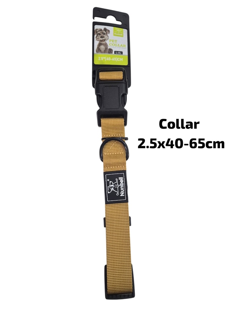 COLLAR DE PERRO BROCHE COLOR LISO TALLE L-XL CON ANILLO PARA COLGAR 2.5X40-65CM  23-816C