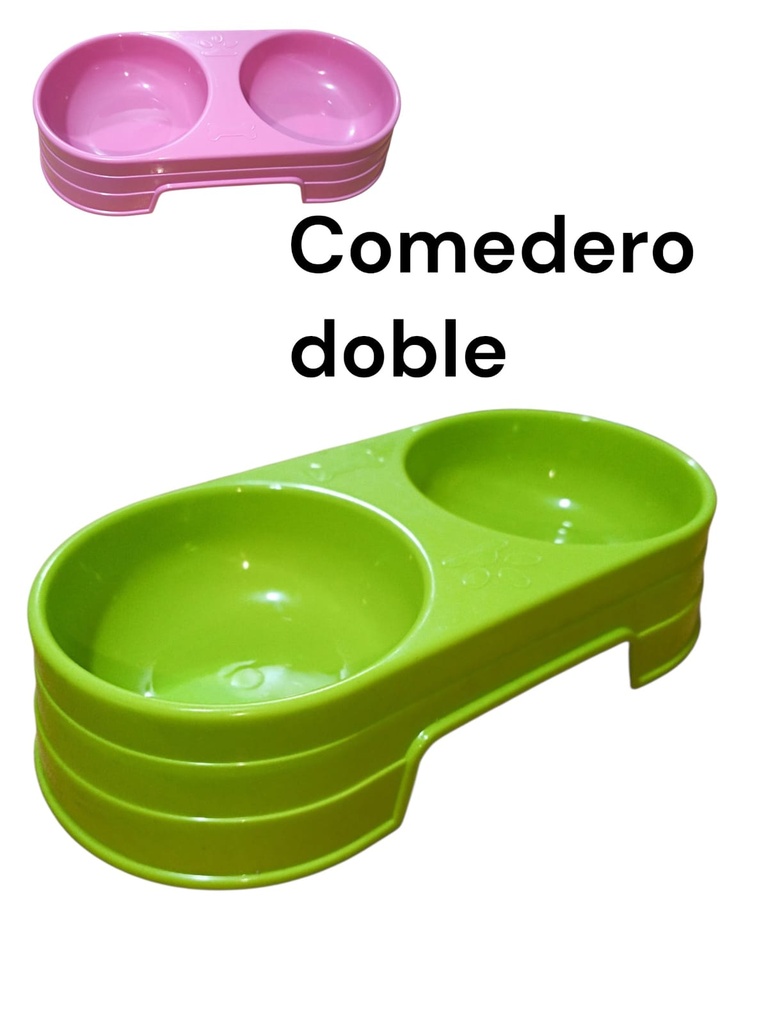 COMEDERO DOBLE PLASTICO MASCOTA 18 X 15 CM IGG-062