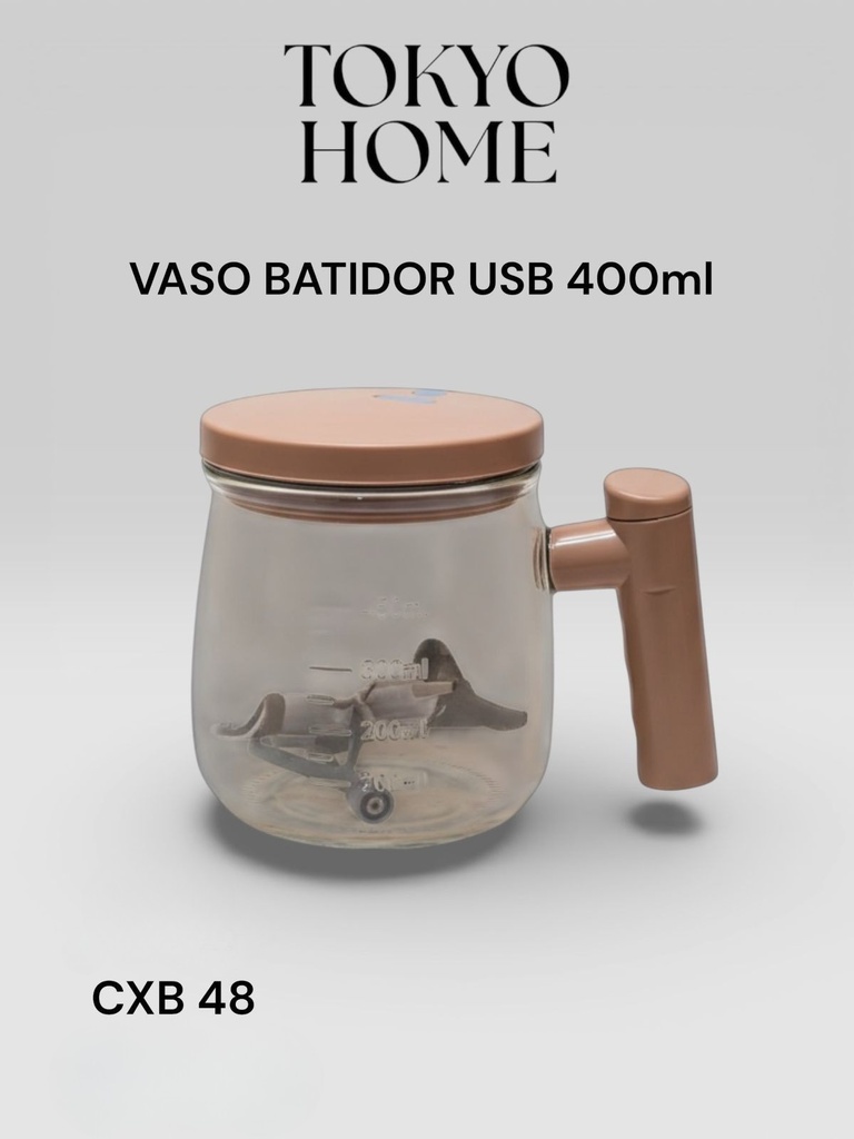 JARRA BATIDORA USB VIDRIO TAPA MADERA TH-70