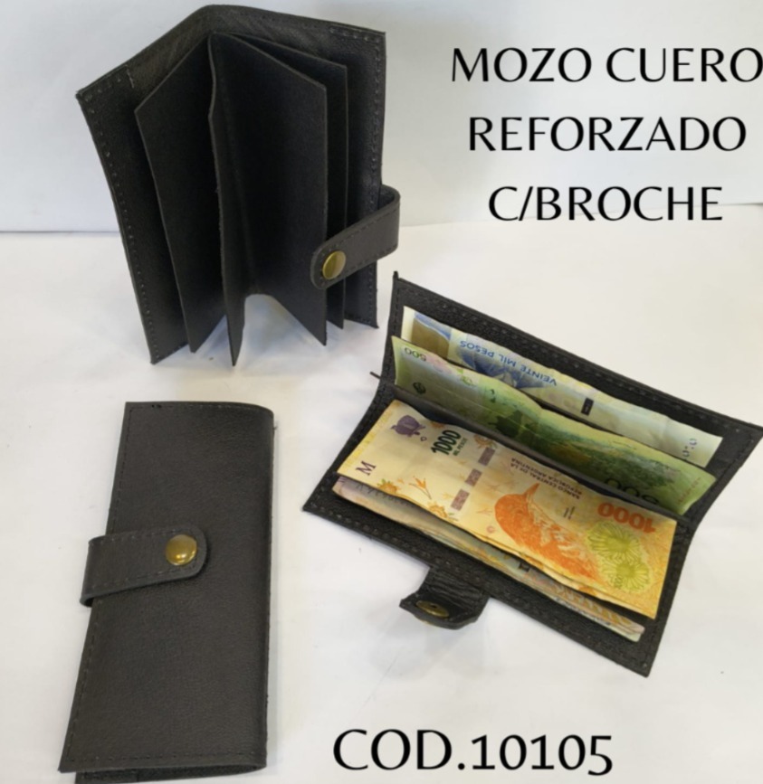 BILLETERA P/ MOZO CUERO REFORZADO C/ BROCHE 10105