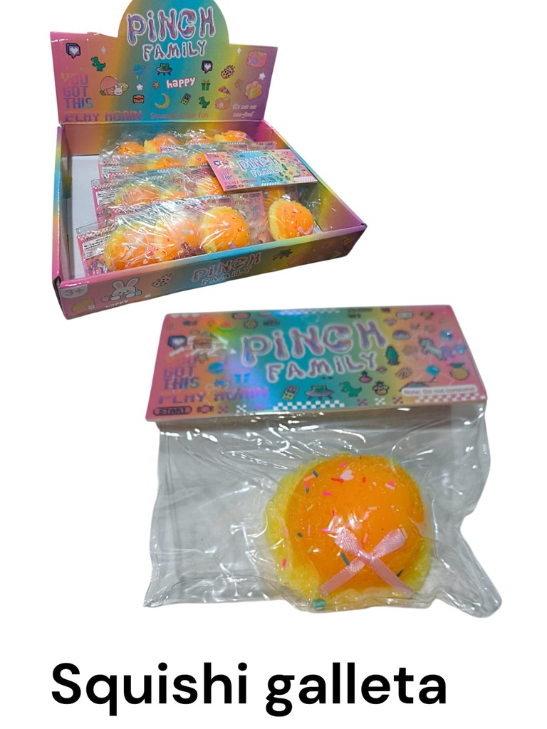 SQUISHY GALLETA EN BOLSA PINCH FAMILY EN CAJA EXIVIDORA