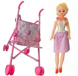 CARRITO CON MUÑECA EN BOLSA 0907 53X17CM