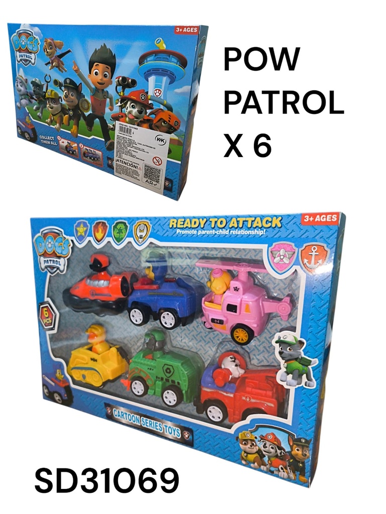 POW PATROL EN CAJA X 6 VEHICULOS DOGS SD31069