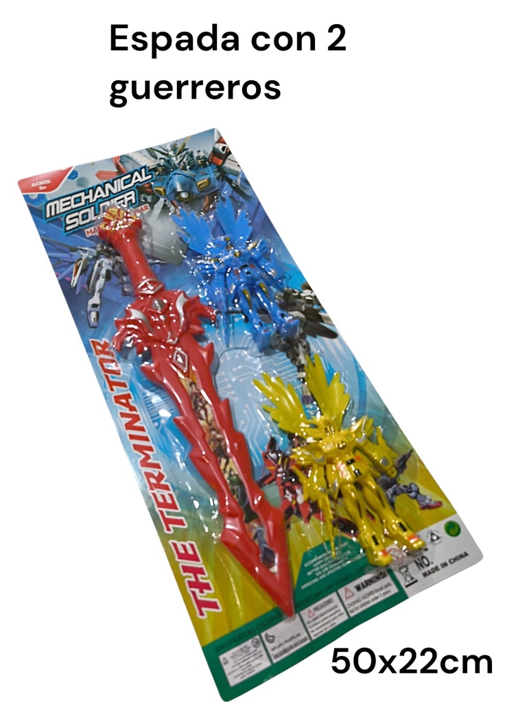 SET ESPADA CON DOS GUERREROS EN BLISTER 50 X 23 CM MECHANICAL SOLDIER HW25162052