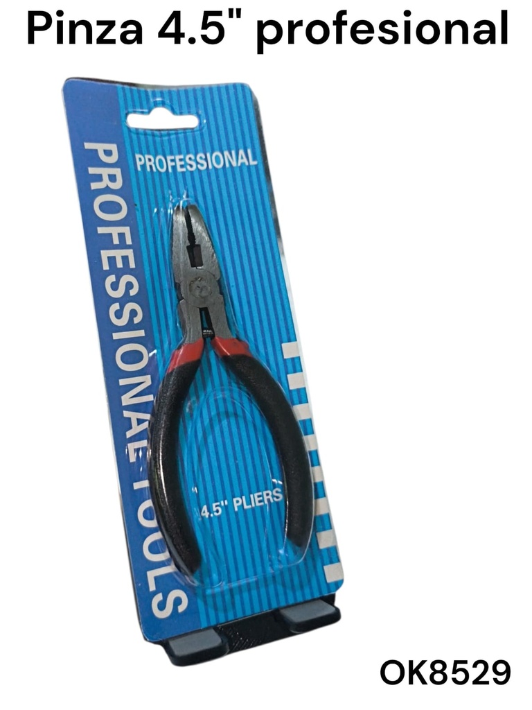 PINZA EN BLISTER PROFESSIONAL 4.5" OK8529 PARA MANUALIDADES MANGO GOMA
