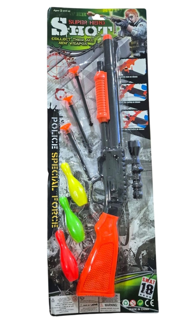 ESCOPETA LANZA DARDOS CON PINOS EN BLISTER SHOT HW 19027810