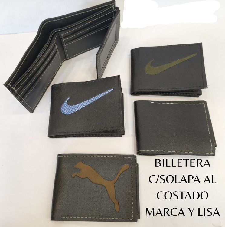 BILLETERA CUERO CON SOLAPA AL COSTADO MARCAS Y LISO 10088
