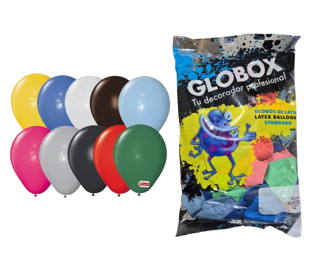 GLOBO STANDARD SURTIDO 50U 12" GLOBOX 50504