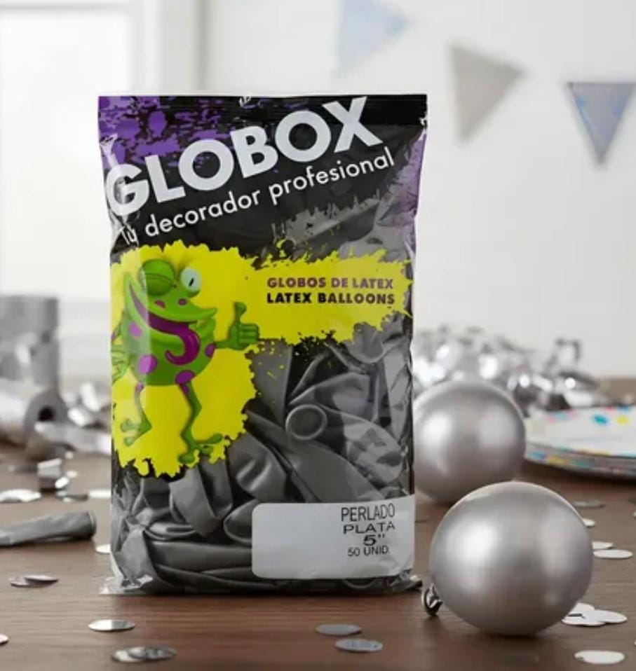 GLOBO PERLADO PLATA 12" 50U GLOBOX 50092