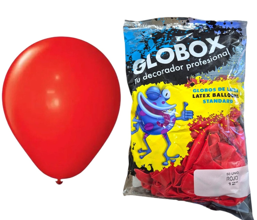 GLOBO STANDARD ROJO 12" 50U GLOBOX 50368