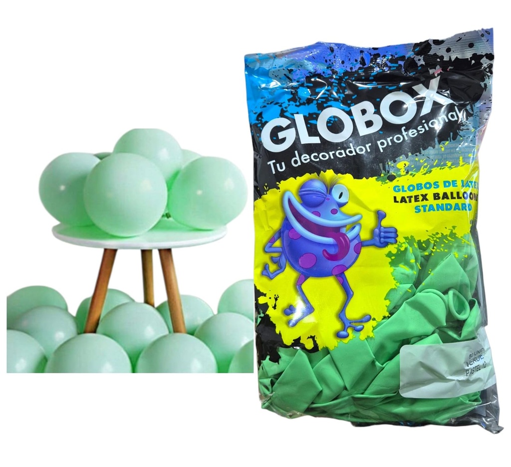 GLOBO VERDE PASTEL 12" 50U GLOBOX 56872