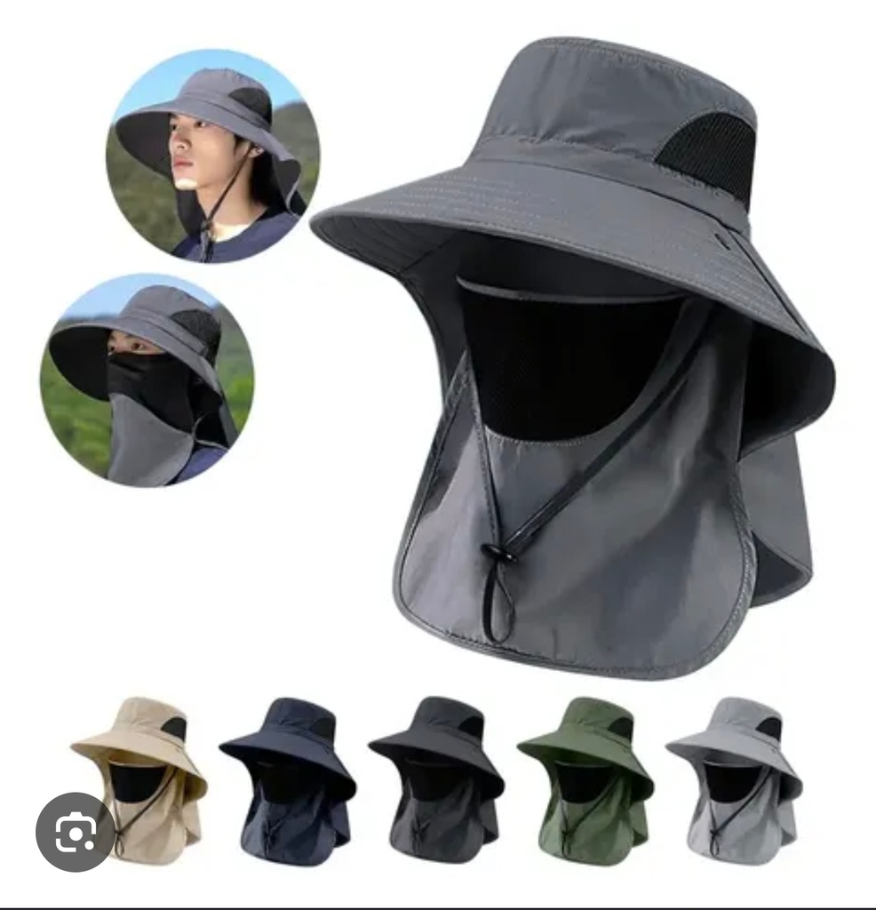 SOMBRERO PESCA CON  SOLAPA DESMONTABLE PROTECTOR CUELLO Y FRANTE