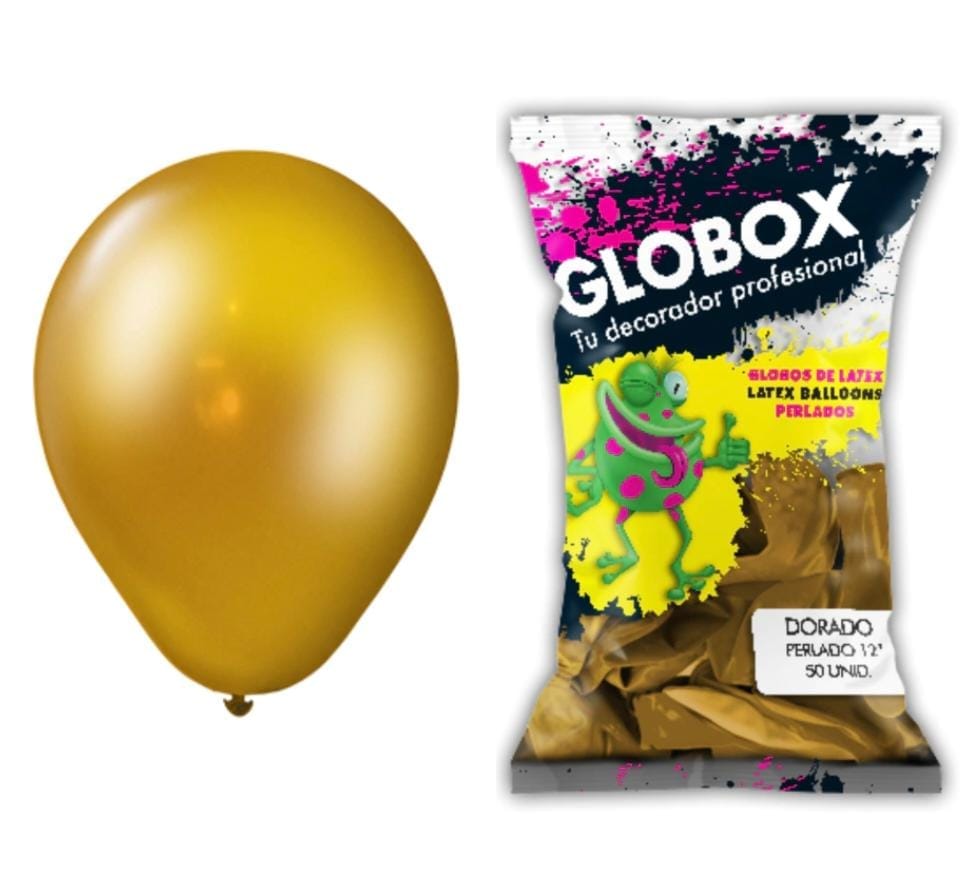 GLOBO DORADO PERLADO 12" 50U GLOBOX 50054