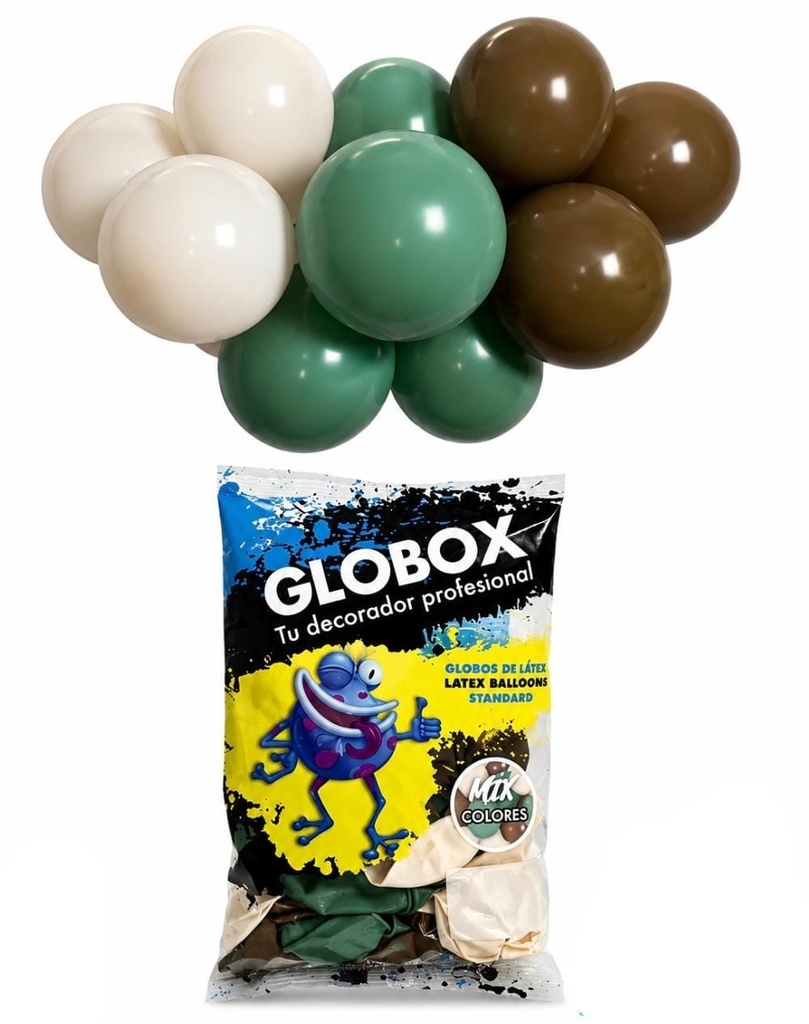 GLOBO MIX DE COLORES SAFARI 12"40 UNI GLOBOX 73648