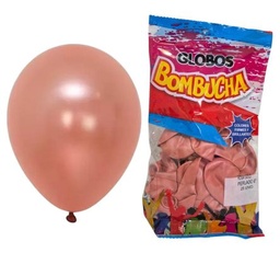 GLOBO BOMBUCHA ROSA GOLD PERLADO 25 UNI 9"