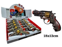 PISTOLA REVOLVER  X 10 EN CAJA EXHIBIDORA A PILA CON LUZ Y SONIDO