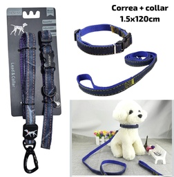 COLLAR CON CORREA PERROS CHICOS C/ CAMPANA ESTILO JEAN 23-499B YABEIBI