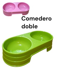 COMEDERO DOBLE PLASTICO MASCOTA 18 X 15 CM IGG-062