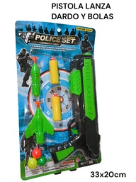 PISTOLA LANZA DARDO Y BOLSA EN BLISTER POLICE SET HW22117409