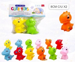 CHIFLE DINO PARA BEBE 8CM X2 EN BOLSA PVC