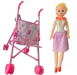 CARRITO CON MUÑECA EN BOLSA 0907 53X17CM