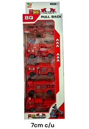 SET CAMION DE BOMBEROS X 5 EN CAJA PULL BACK MKK763638