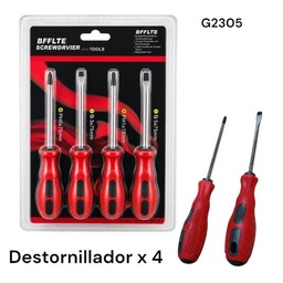 DESTORNILLADOR X 4 EN BLISTER BFFLTE G2305 MANGO ROJO