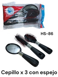 CEPILLO CABELLO X 3 CON ESPEJO EN BOLSA ECO HS-86