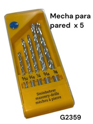 MECHA PARA PARED (BROCA) X 5 EN ESTUCHE AMARILLO G2359