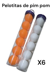 PELOTITAS DE PING PONG EN TUBO X 6