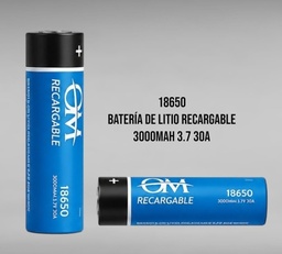 PILA RECARGABLE OM 18650 AZUL 3000 MAH