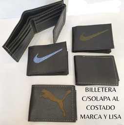 BILLETERA CUERO CON SOLAPA AL COSTADO MARCAS Y LISO 10088