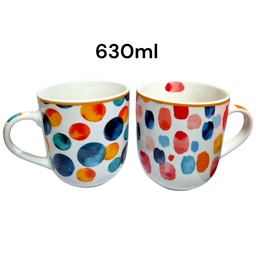 TAZA DE CERAMICA 630ML DISEÑO DE PUNTOS G1728
