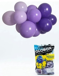 GLOBOS MIX COLORES PRINCESA VIOLETA 12" 40UNI GLOBOX 73693