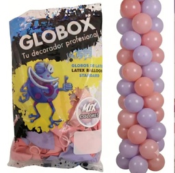 GLOBO MIX COLORES PRINCESA ROSA 12" 40 UNI GLOBOX 73686